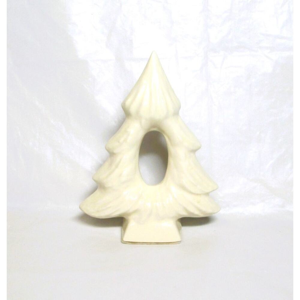 Lillian Vernon White Ceramic Christmas Tree Tabletop Decor Napkin Rings 4 inches